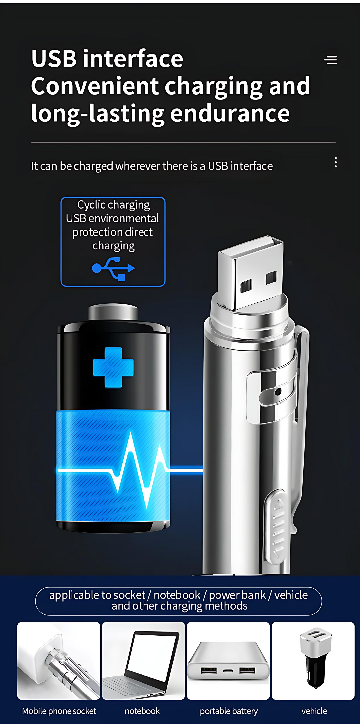 Laser pointer with 5 adjustable pattems, usb recharge pet toy