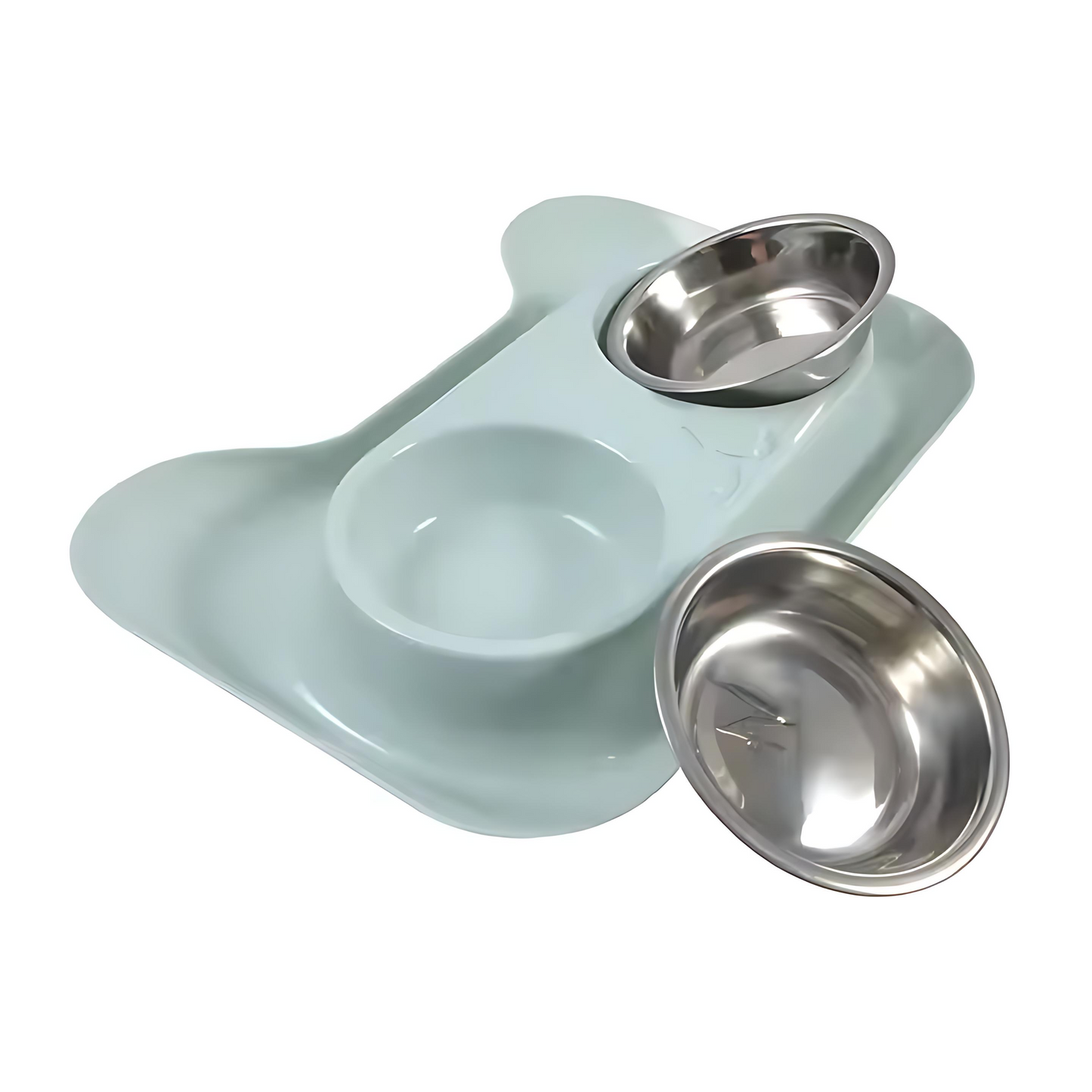 Raised Double Pet Feeder with Stainless Steel Bowls