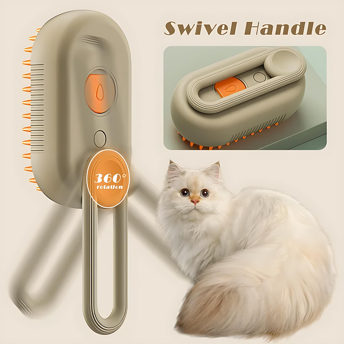 Pet grooming brush with steamer and water spray