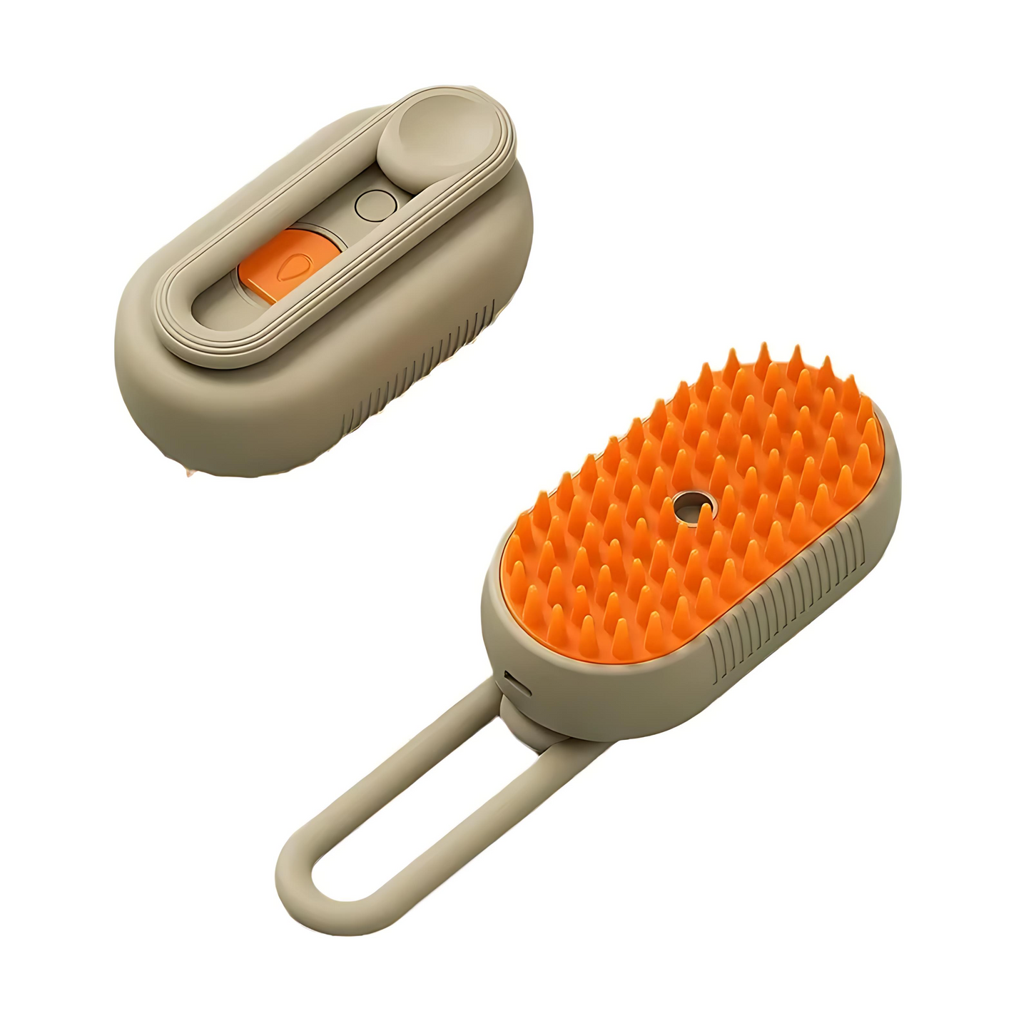 Pet grooming brush with steamer and water spray