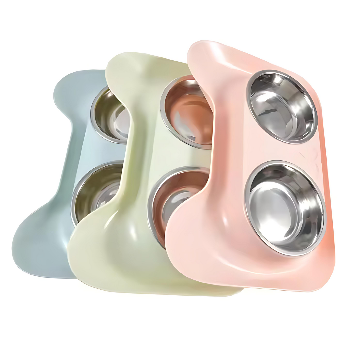 Raised Double Pet Feeder with Stainless Steel Bowls