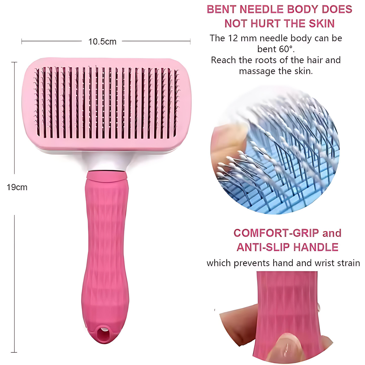 Dog Hair Removal Comb with Self-Cleaning Button
